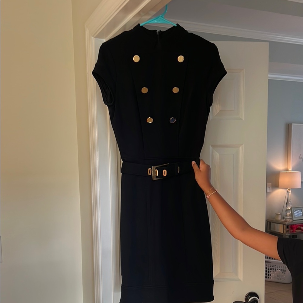 Chic Black Belted Mini Dress